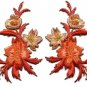 Orange flowers pair floral bouquet applique iron-on patches new S-828 FREE WORLDWIDE DELIVERY!