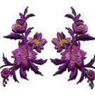 Purple flowers pair floral bouquet boho applique iron-on patches new S-1001 FREE WORLDWIDE DELIVERY!