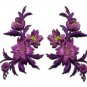 Purple flowers pair floral bouquet boho applique iron-on patches new S-1001 FREE WORLDWIDE DELIVERY!