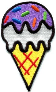 Ice cream cone 70s retro fun dessert sweets kids applique iron-on patch S-200 SHIPPING IS FREE!