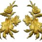 Gold flowers pair floral bouquet boho applique iron-on patches new S-1148 WE SHIP ANYWHERE FOR FREE!