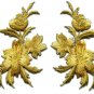 Gold flowers pair floral bouquet boho applique iron-on patches new S-1148 WE SHIP ANYWHERE FOR FREE!