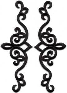 Black trim fringe leaves boho sew applique iron-on patches pair new S-1122 FREE WORLDWIDE DELIVERY!