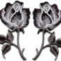 Black roses pair flowers gothic rock & roll applique iron-on patches S-1035 FREE WORLDWIDE DELIVERY!