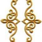 Gold trim fringe leaves glitter applique iron-on patches pair new S-1118 WORLDWIDE DELIVERY IS FREE!