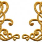 Gold trim art deco leaves glitter applique iron-on patches pair new S-1161 FREE SHIPPING WORLDWIDE!