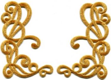 Gold trim art deco leaves glitter applique iron-on patches pair new S-1161 FREE SHIPPING WORLDWIDE!