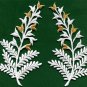 Fern flowers white gold pair floral applique iron-on patches new S-1151 FREE WORLDWIDE DELIVERY!