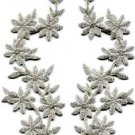 Silver flowers boho granny chic applique iron-on patches pair S-1185 WE SHIP ANYWHERE FOR FREE!