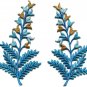 Fern flowers blue gold pair floral applique iron-on patches new S-1152 WE SHIP ANYWHERE FOR FREE!