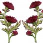 Red carnation spray pair flowers floral applique iron-on patches S-754 WORLDWIDE DELIVERY IS FREE!