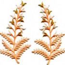Fern flowers peach gold pair floral applique iron-on patches new S-1155 FREE WORLDWIDE DELIVERY!