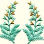 Fern flowers aquamarine gold pair floral applique iron-on patches S-1154 FREE WORLDWIDE DELIVERY!