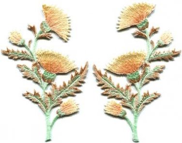 Carnation spray pair flowers floral applique iron-on patch S-731 FREE SHIPPING WORLDWIDE!