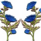 Blue carnation spray pair flowers floral applique iron-on patches S-756 WE SHIP ANYWHERE FOR FREE!