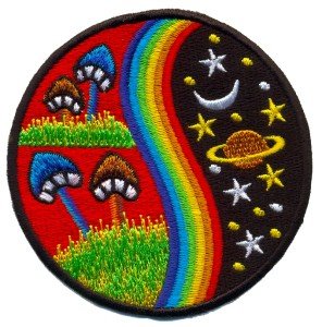 Mushroom rainbow hippie cosmic boho retro applique iron-on patch T-24 WE SHIP ANYWHERE FOR FREE!