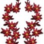 Ruby red flowers floral boho applique iron-on patches pair S-1158 WE SHIP ANYWHERE FOR FREE!