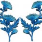 Blue carnation spray pair flowers floral applique iron-on patches S-755 WORLDWIDE DELIVERY IS FREE!