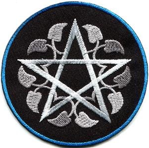 Wiccan pentagram pentacle white witchcraft applique iron-on patch G-161 FREE SHIPPING WORLDWIDE!