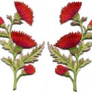 Red orange carnation spray pair flowers applique iron-on patches S-1150 WE SHIP ANYWHERE FOR FREE!