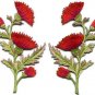 Red orange carnation spray pair flowers applique iron-on patches S-1150 WE SHIP ANYWHERE FOR FREE!