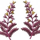 Fern flowers violet gold pair floral applique iron-on patches S-1156 WORLDWIDE DELIVERY IS FREE!