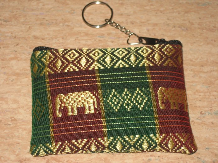 red and green elephant design wallet