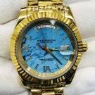 Tooth Gold Double Calendar Three Rows Of Blue_Automatic Mechanical Watch Automatic Mechanical Watch 