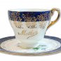 Vintage Cobalt Blue and gold cup and saucer with inscription "Mother". England