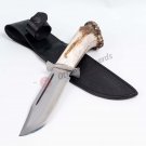 Deer Antler Bowie Knife With Case , Camping Knife , Elk Knife , Survival Knife