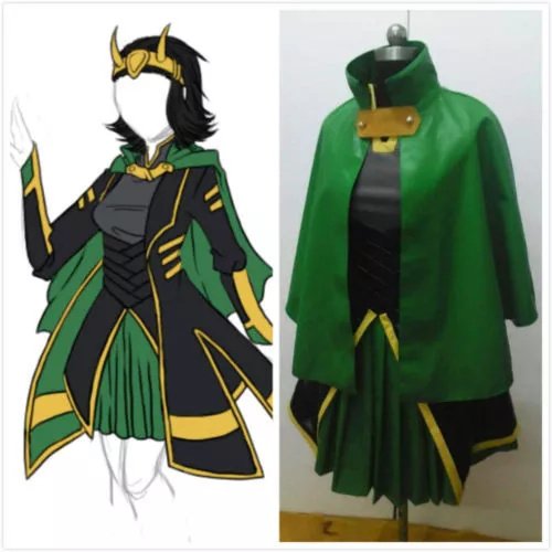 Thor The Avengers Loki pleather Outfit Cosplay Costume Women Custom Made