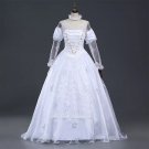 White Queen Costume from Alice In Wonderland Cosplay  Evening Ball Long White Dress