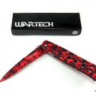 Wartech Skulls Spring Assisted Rescue Knife Orange Black