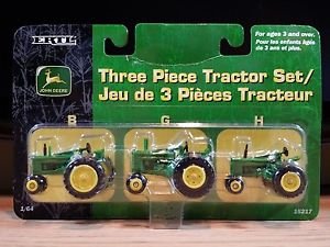 John Deere B, G, and H Three Piece Tractor Set Ertl Diecast 1:64