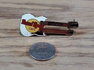 Hard Rock Cafe Chicago White Double Neck Guitar Pin