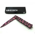 Wartech Skulls Spring Assisted Rescue Knife Pink Black