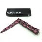 Wartech Skulls Spring Assisted Rescue Knife Pink Black