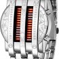 Binary Matrix Blue LED Digital Watch Mens Classic Creative Fashion Black Plated Wrist Watches