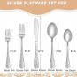 Vintage Carved Stainless Steel 5 Pieces Flatware Silverware Set Modern Embossed Cutlery Set Utensils