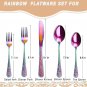 Vintage Carved Stainless Steel 5 Pieces Flatware Silverware Rainbow Color