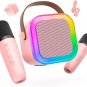 Mini Karaoke Machine Protable Bluetooth Speaker with 2 Wireless Microphone for Kids