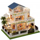 DIY Wooden Mini Seaside Villa Miniature Building Kits Doll Houses With Furniture