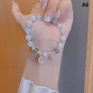 Exquisite Opal Beaded Bracelet For Women Elegant Lucky Cat Pendant Elastic Model A6