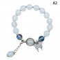 Exquisite Opal Beaded Bracelet For Women Elegant Lucky Cat Pendant Elastic Model A6