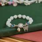 Exquisite Opal Beaded Bracelet For Women Elegant Lucky Cat Pendant Elastic Model A14