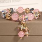 8mm Natural Crystal Bracelet Fashion Women's Light Luxury Jade Pendant Student Model Pink 8mm Natural Crystal Bracelet Fashion Women's Light Luxury Jade Pendant Student Model Pink