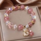 Fashionable Natural Strawberry Crystal Bracelets Light Luxury Pink String Model Pink2