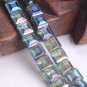 10pcs 10mm Square Shape Glossy Matte Faceted Crystal Glass Loose Beads For Model Rose Green