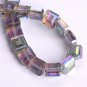 10pcs 10mm Square Shape Glossy Matte Faceted Crystal Glass Loose Beads For Model Purple