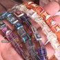 10pcs 10mm Square Shape Glossy Matte Faceted Crystal Glass Loose Beads For Model Purple
